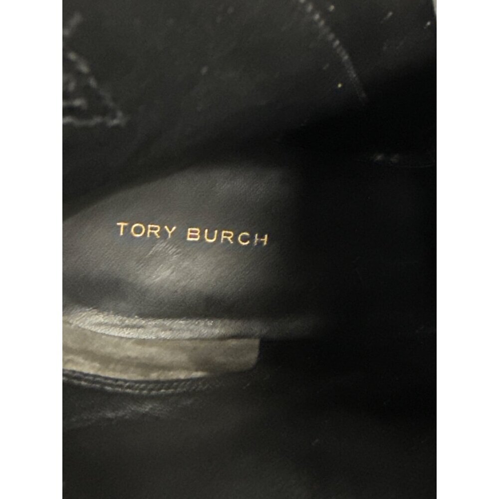Tory Burch Brooke Stamped Women's Boots Ankle Black Leather Heeled Zip Size 11 - Picture 11 of 11